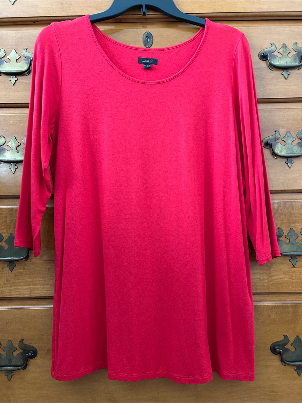 J. Jill Red Scoop Neck Tunic Top, M